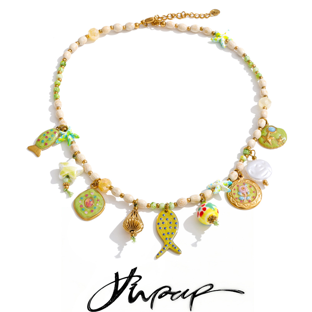 Resin Art Necklace - Yhpup 독점 스테인레스 스틸 레진 불가사리