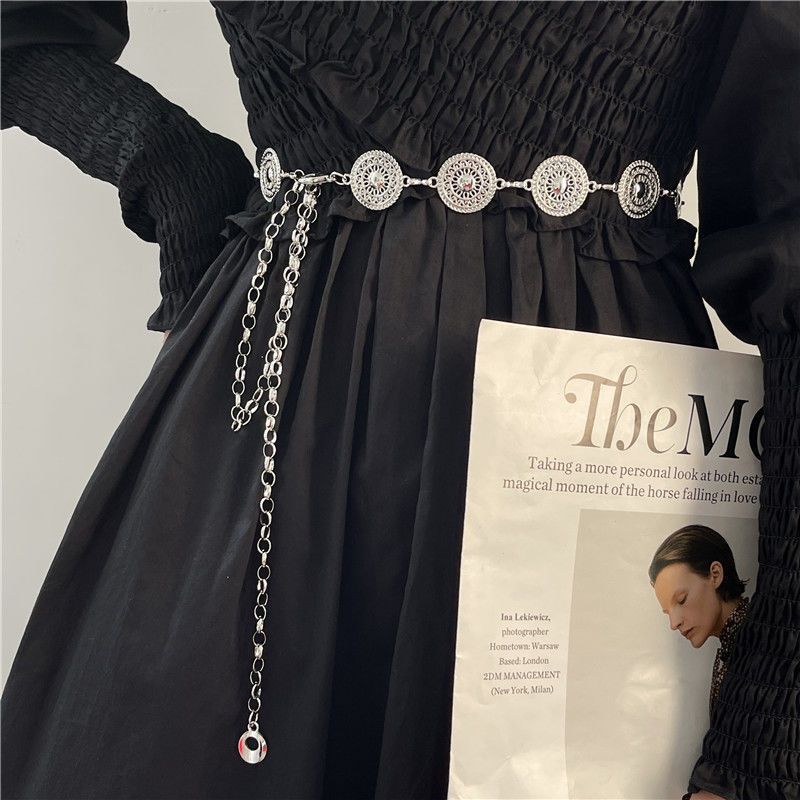 Resin Art Necklace - 여성용 빈티지 바디 체인, 우아한 금속