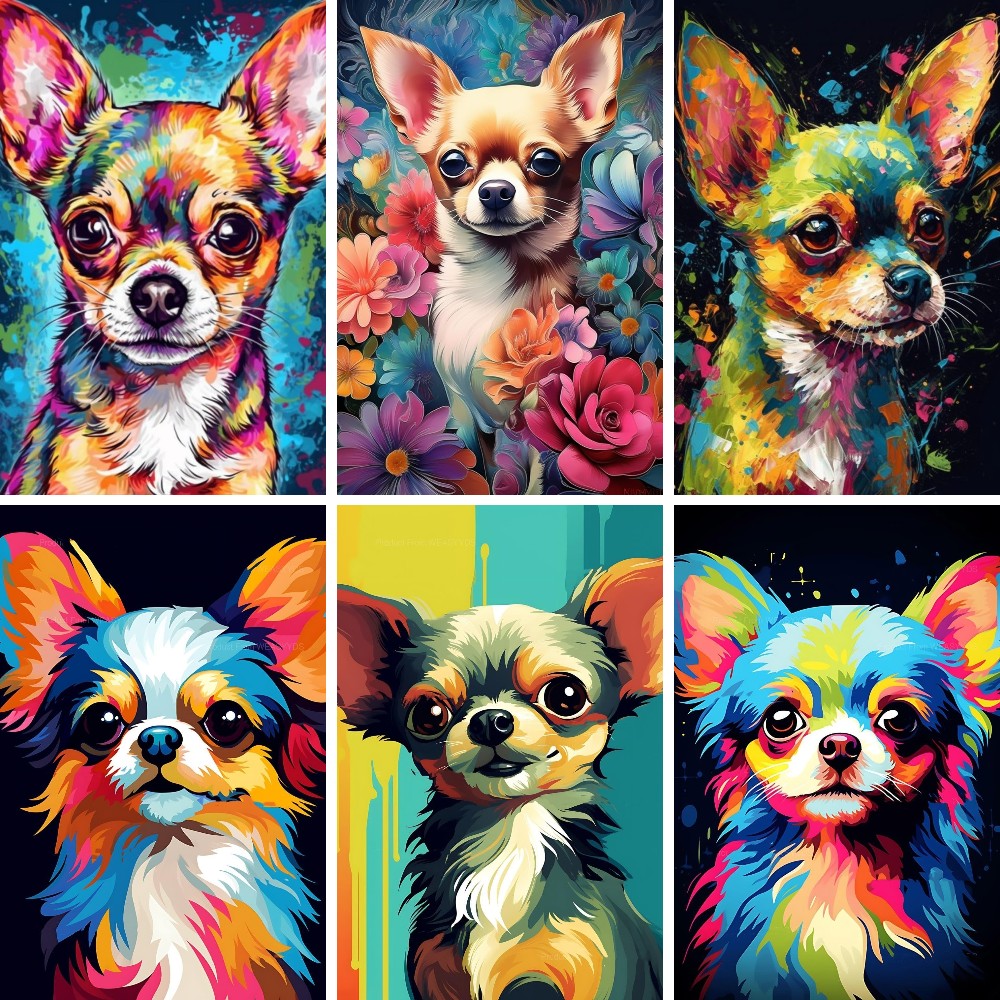 Resin Art Wallpaper - 5D 치와와 개 DIY 다이아몬드 페인팅,