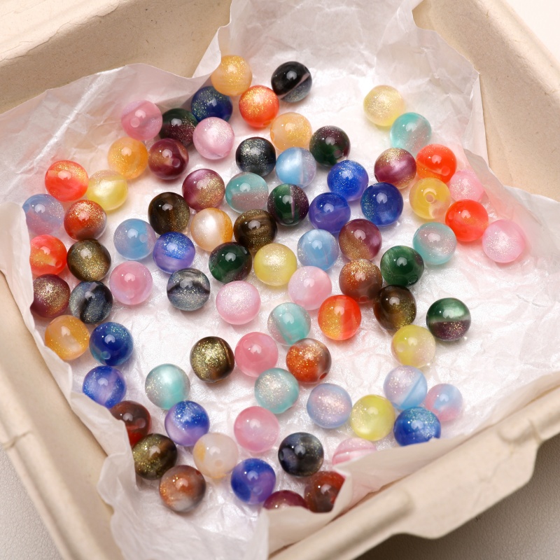 Resin Art Necklace - 10-25pcs 8mm 수지 반짝이 구슬 1.5mm