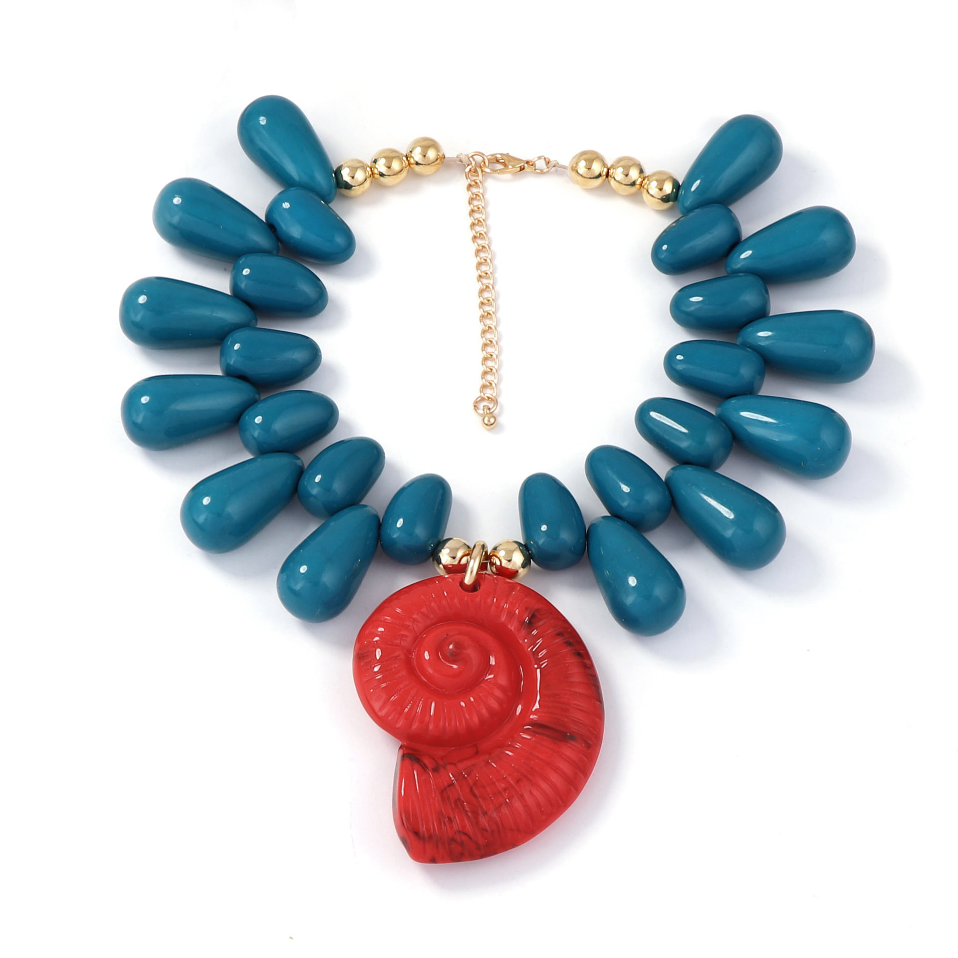 Resin Art Necklace - 보헤미안 스타일 조개 펜던트 초커 목걸이