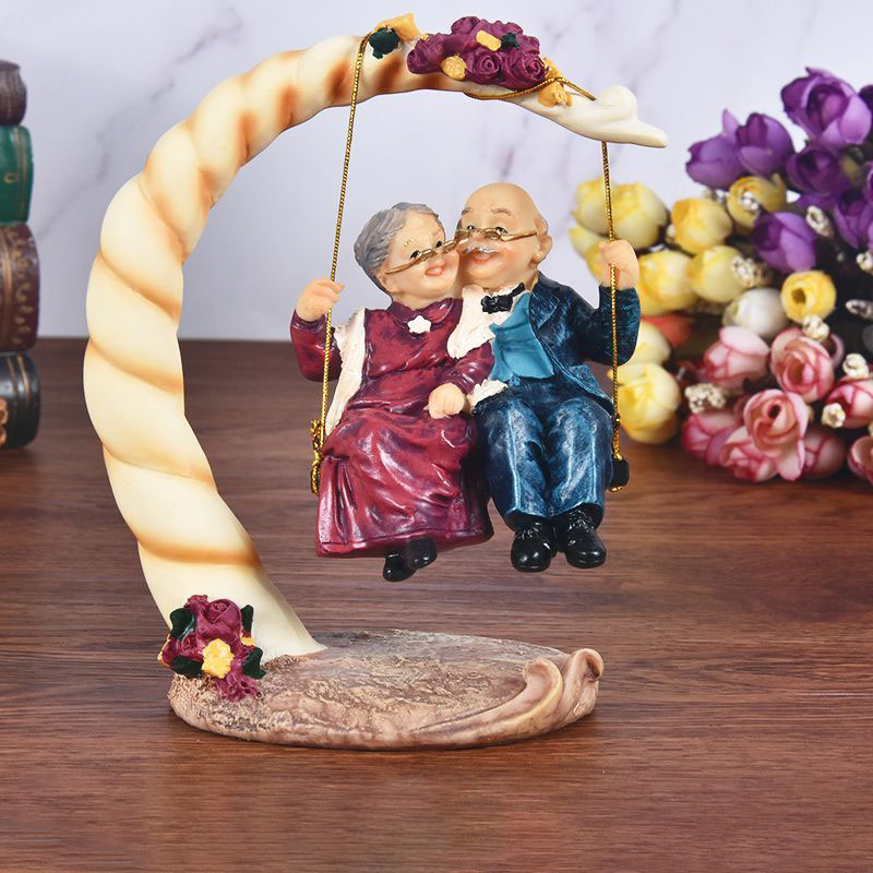 중국식 스윙 노부부 레진 피규어 장식품 결혼기념일 선물 - Resin Art For Anniversary Gift 리뷰 및 가격
