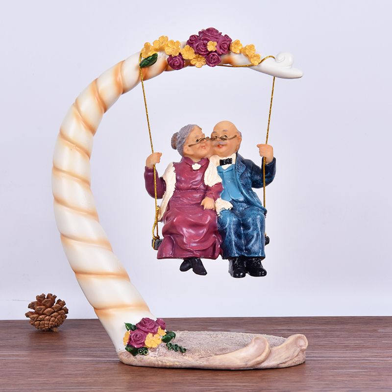 중국식 스윙 노부부 레진 피규어 장식품 결혼기념일 선물 - Resin Art For Anniversary Gift 리뷰 및 가격