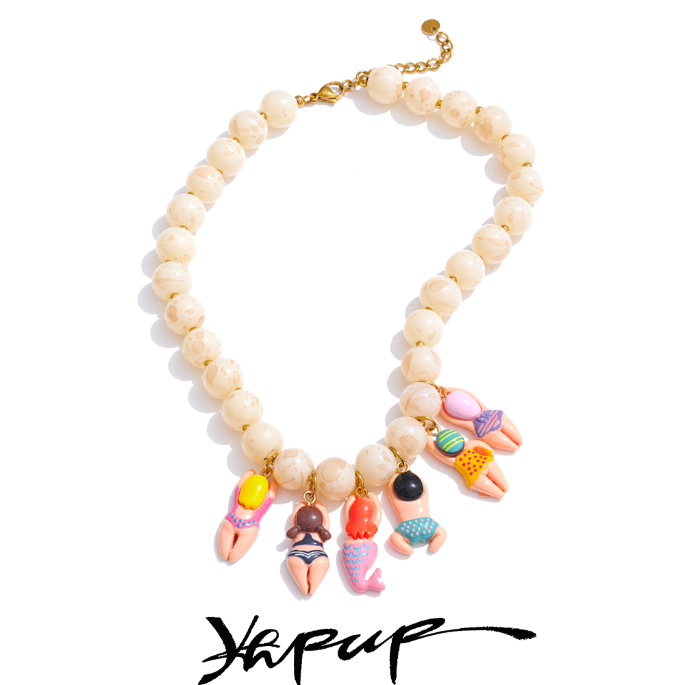Yhpup 세련된 독특한 수제 보석 유리 모조 스톤 비 - Resin Art Necklace 리뷰 및 가격
