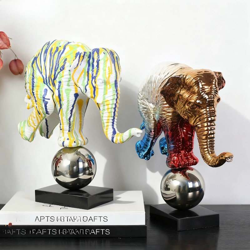 화려한 그래피티 코끼리 조각상 레진 동물 피규어 모던  - Resin Art For Anniversary Gift 리뷰 및 가격