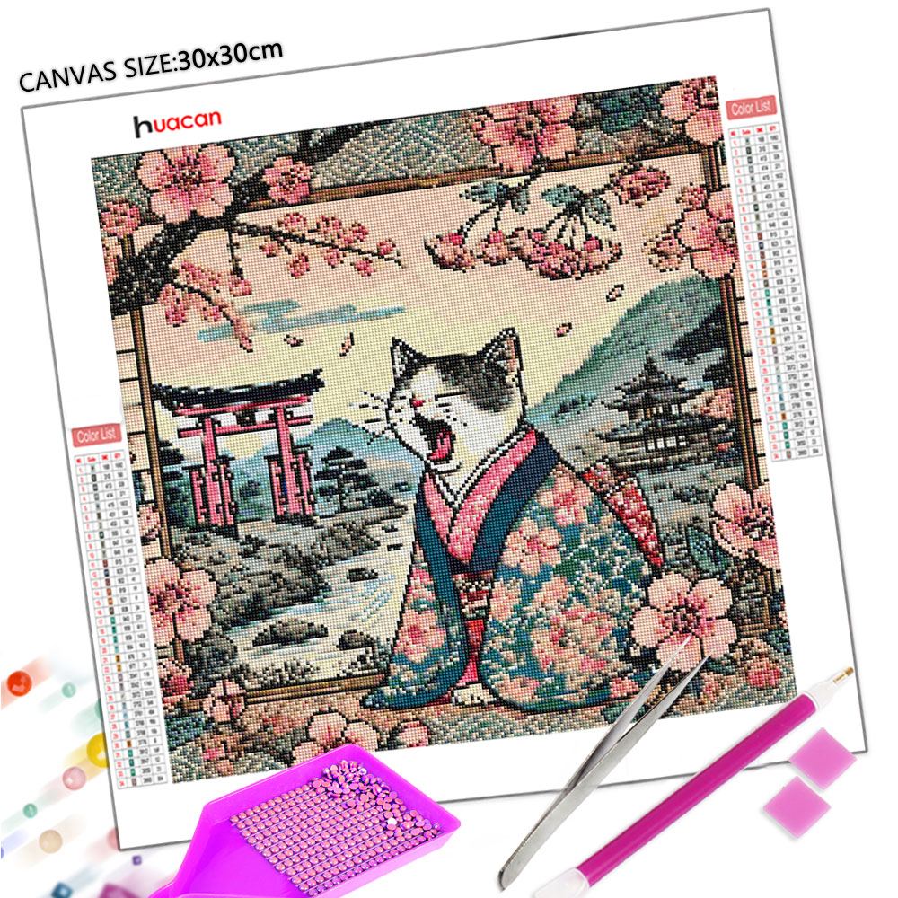 화칸 신상품 2026 다이아몬드 페인팅 고양이 벚꽃 다 - Resin Art Kit For Beginners 리뷰 및 가격