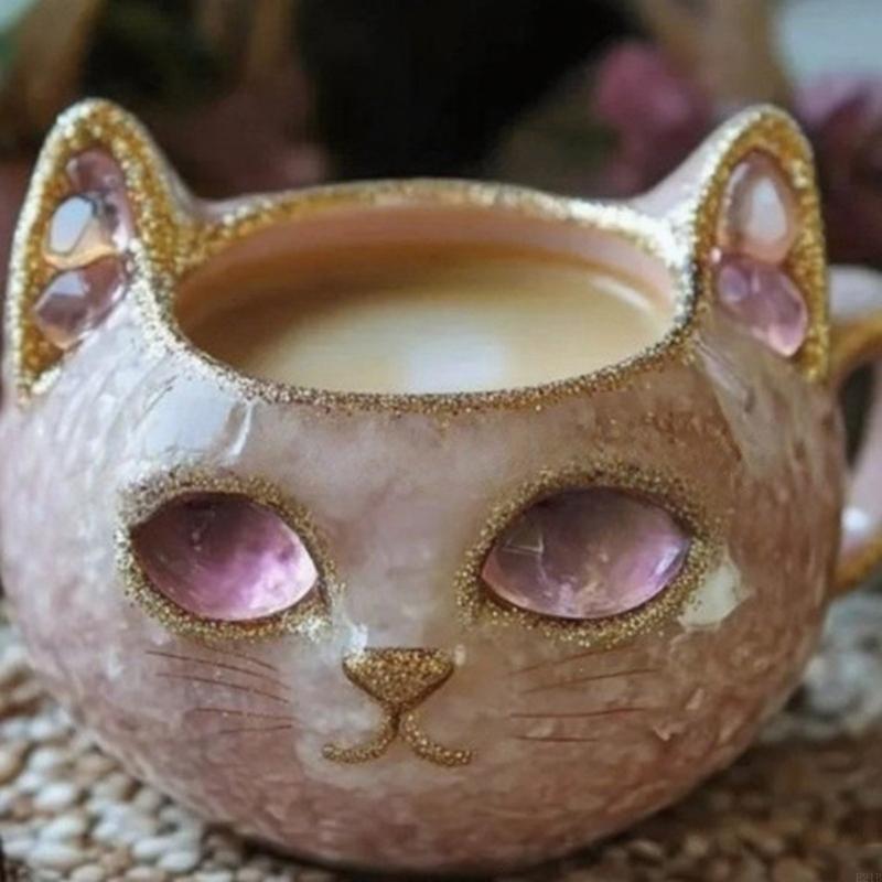 크리스탈 스타일 고양이 얼굴 머그잔 수지 Geode A - Resin Art Geode 리뷰 및 가격