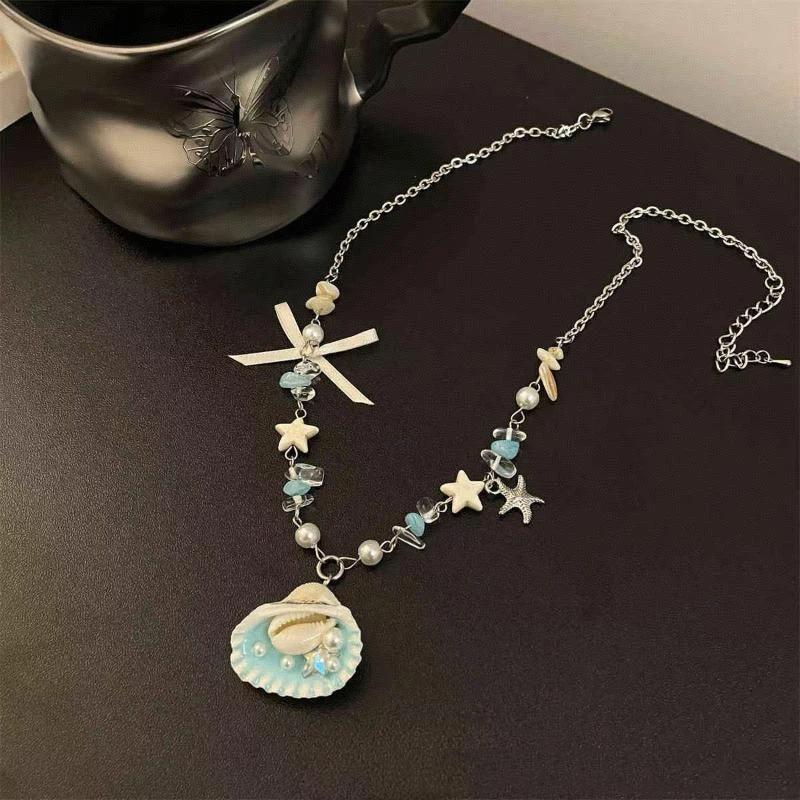 보헤미안 바다 테마 목걸이 불가사리 조개 모조 진주 펜 - Resin Art Beach Theme 리뷰 및 가격