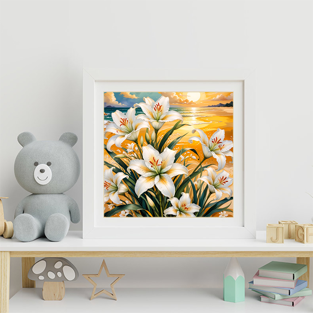에버샤인 릴리 다이아몬드 페인팅 꽃 모자이크 해변 크로 - Resin Art Wallpaper 리뷰 및 가격