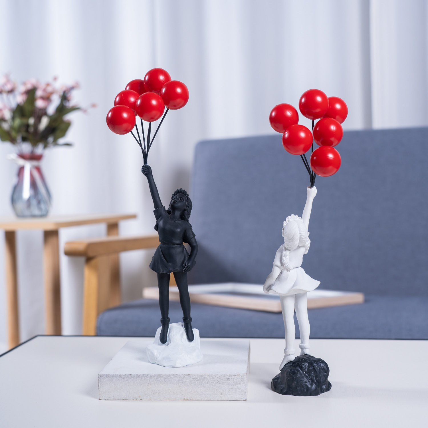 뱅크시 조각상 예술 공예품 추모 간호사 피규어 풍선 소 - Resin Art For Anniversary Gift 리뷰 및 가격