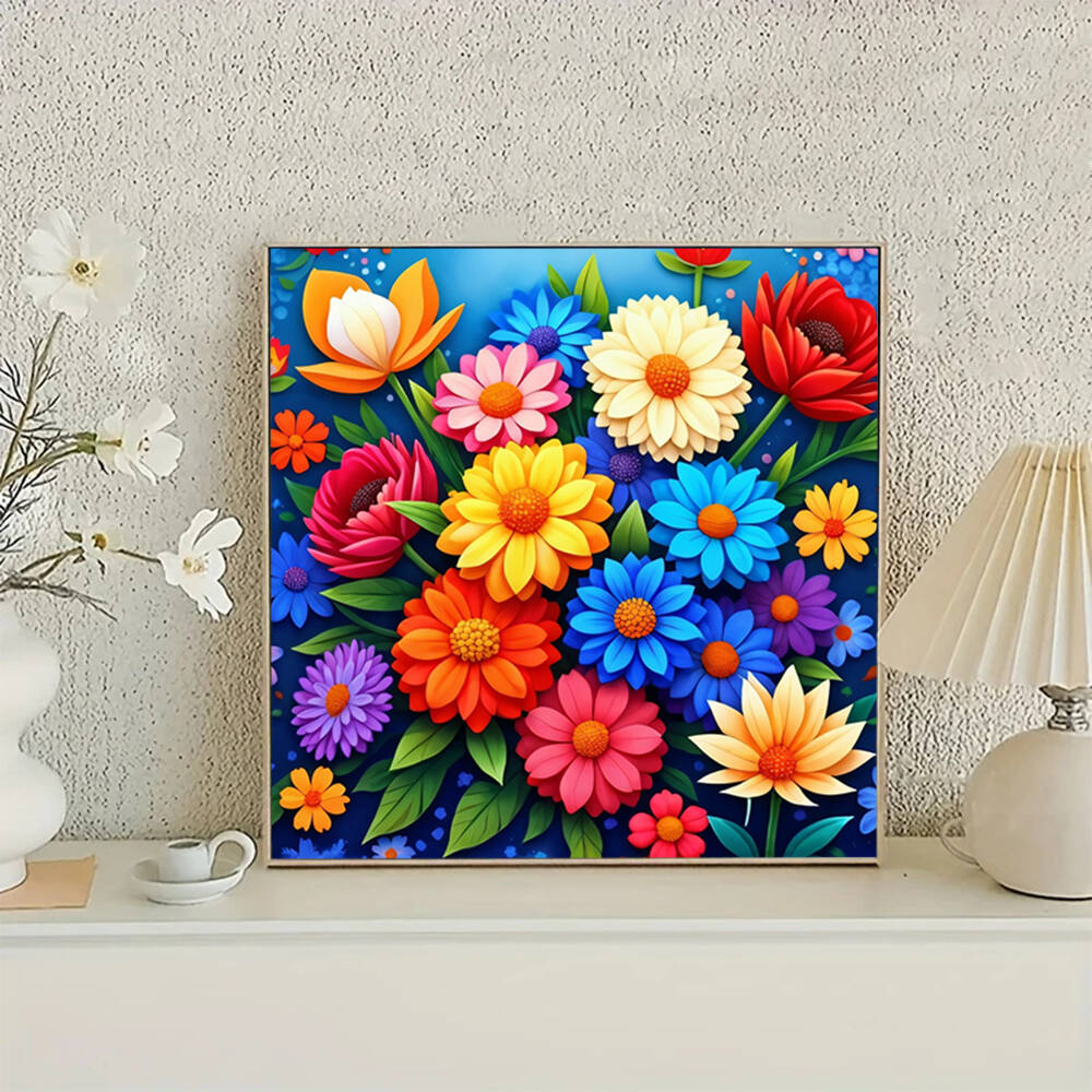 Huacan 다이아몬드 아트 모자이크 키트 국화 꽃 전 - Resin Art Wallpaper 리뷰 및 가격